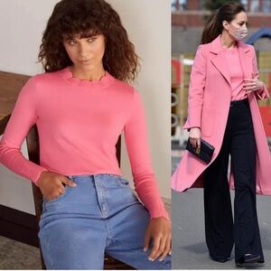 Boden Pink Knit Sweater Hambleden Scallop Trim Kate Middleton NWT Size 10 Azalea
